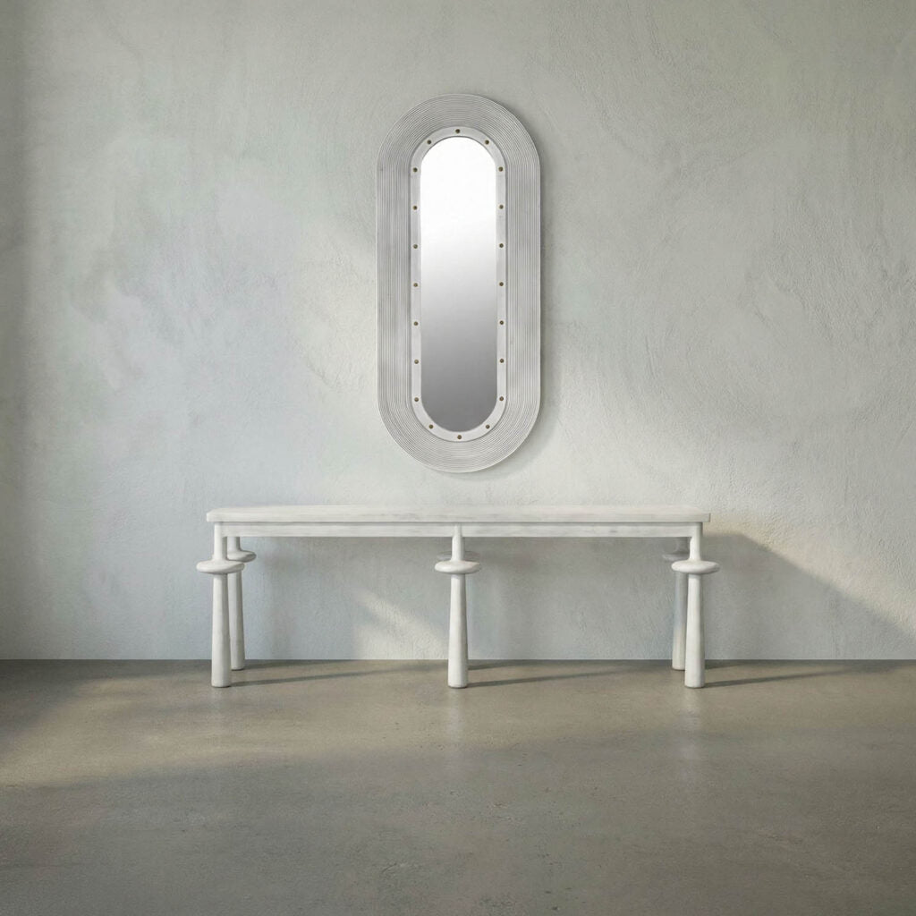 Noir Luna Mirror, White Washed