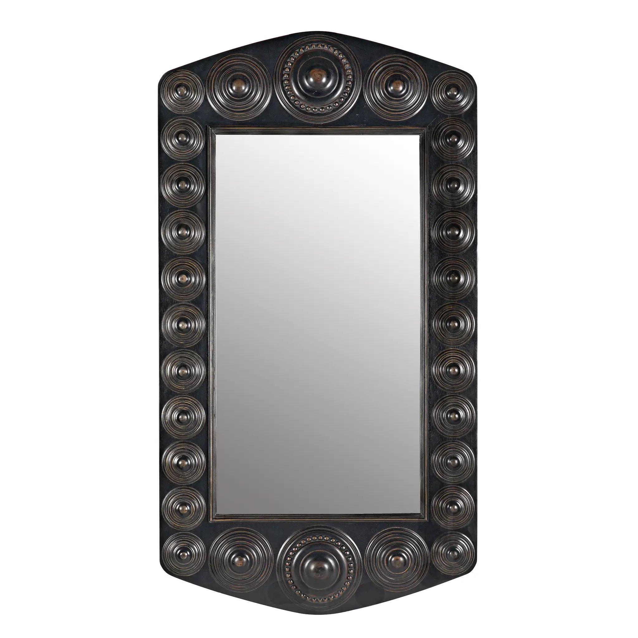 Noir Nanna Mirror, Hand Rubbed Black With Light Brown Trim