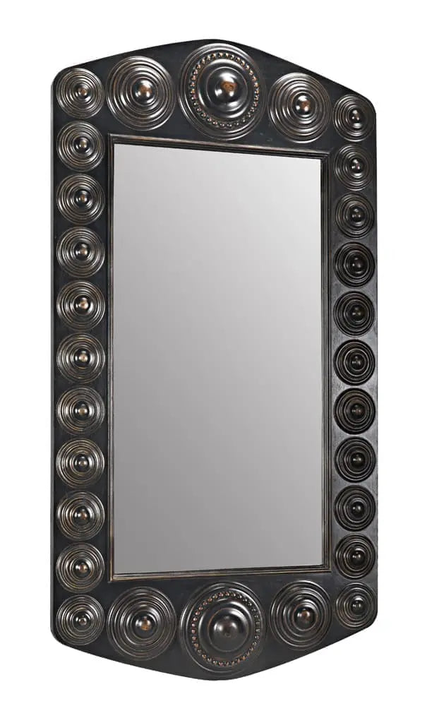 Noir Nanna Mirror, Hand Rubbed Black With Light Brown Trim