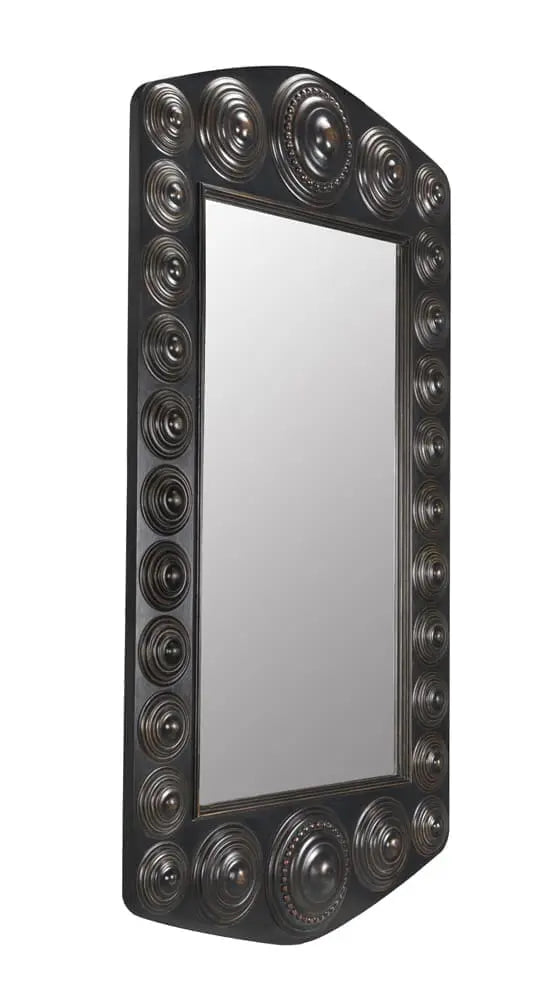 Noir Nanna Mirror, Hand Rubbed Black With Light Brown Trim