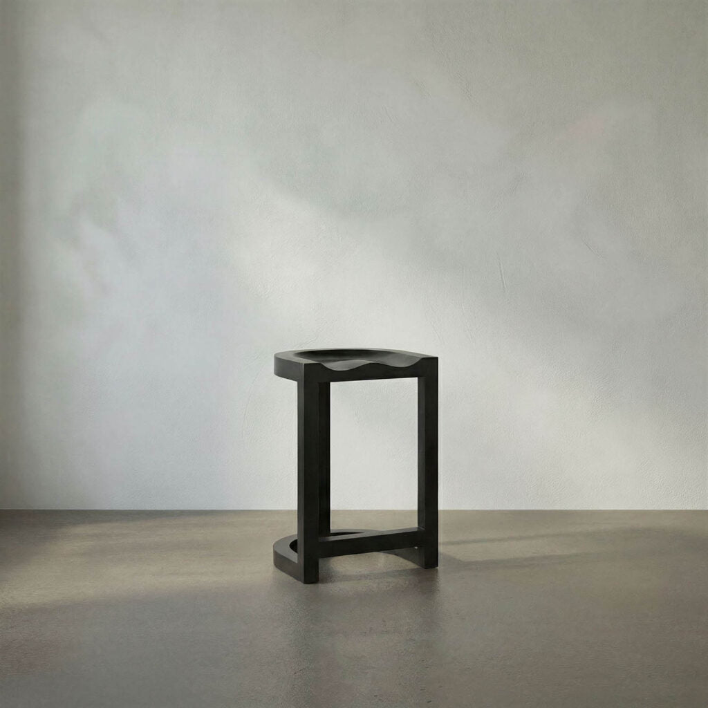 Noir Saddle Counter Stool, Hand Rubbed Black