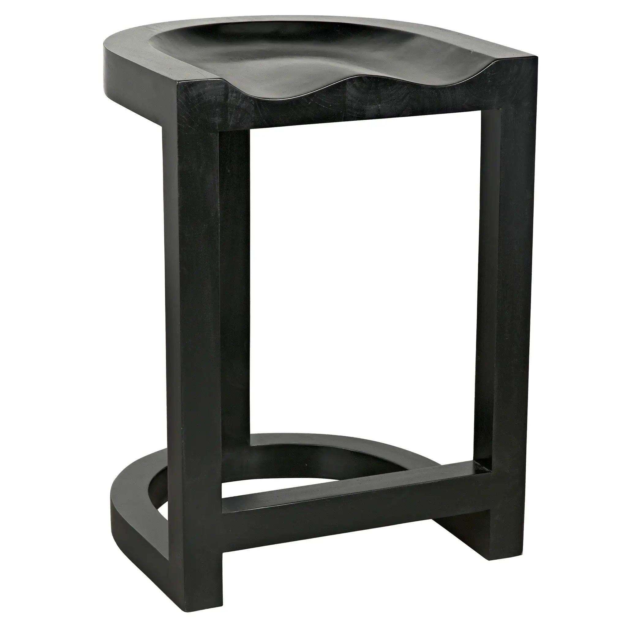 Noir Saddle Counter Stool, Hand Rubbed Black
