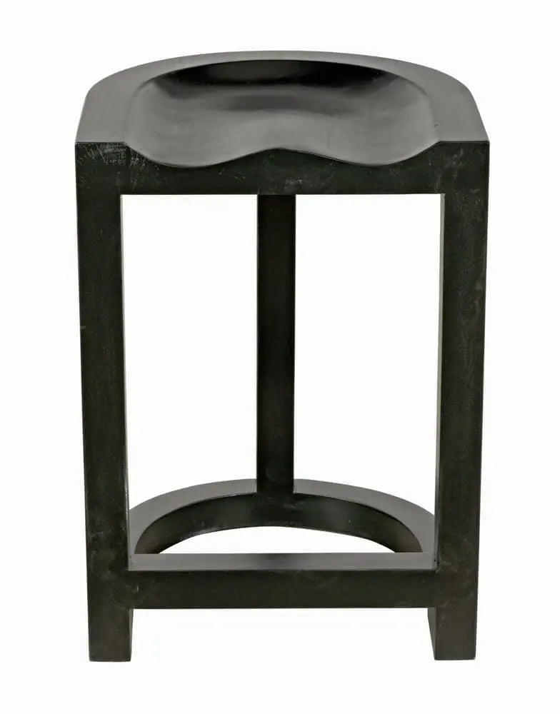 Noir Saddle Counter Stool, Hand Rubbed Black