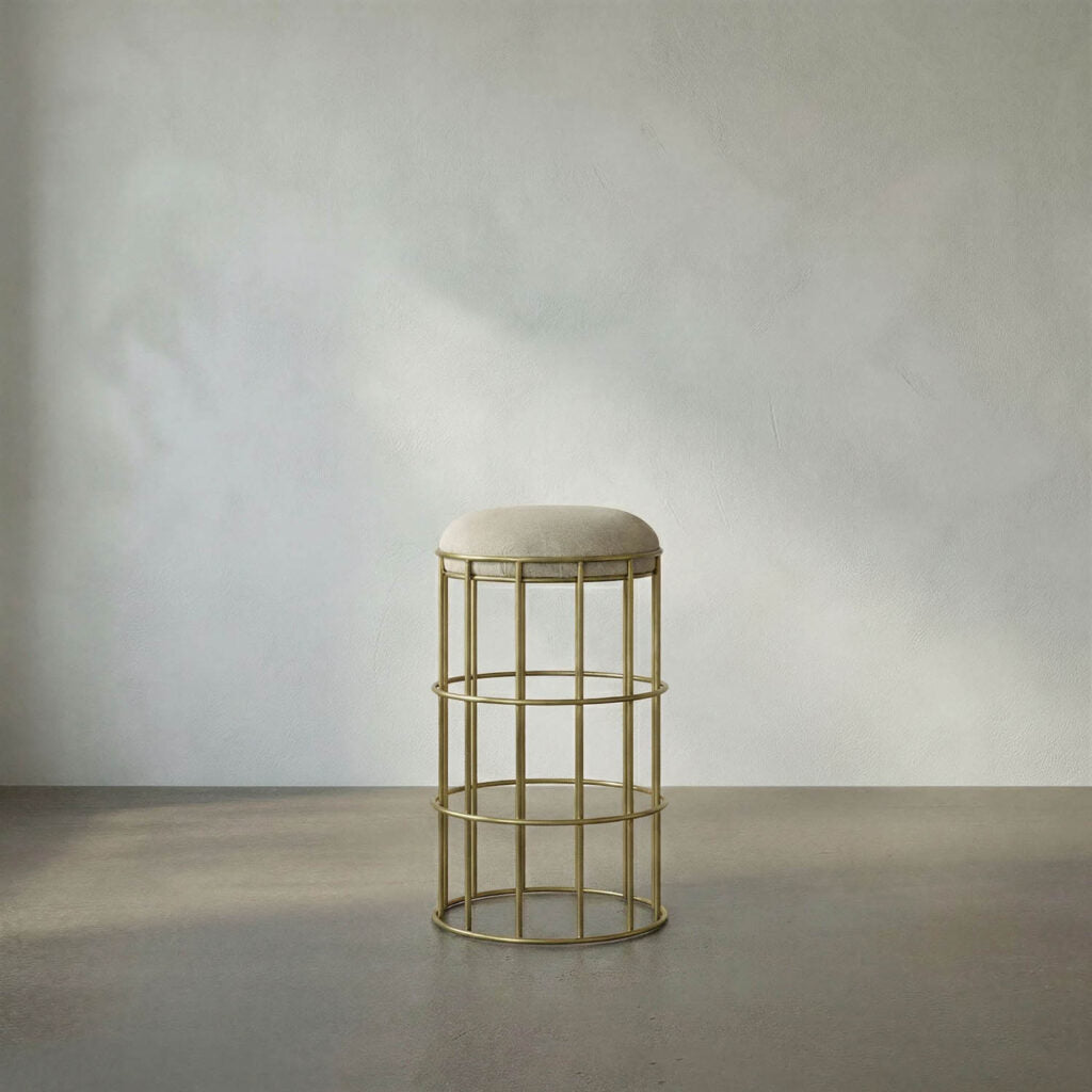Noir Ryley Counter Stool, Steel With Brass Finish