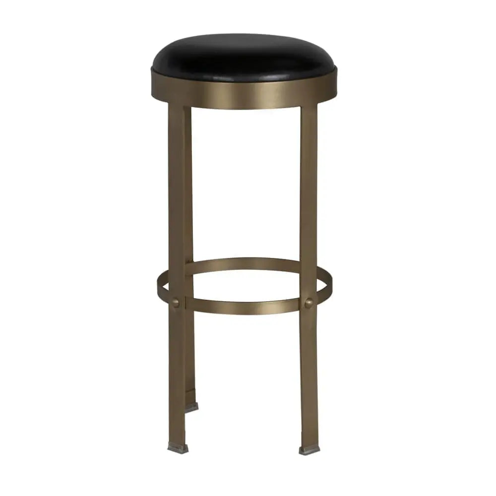 Noir Prince Stool With Leather, Brass Finish