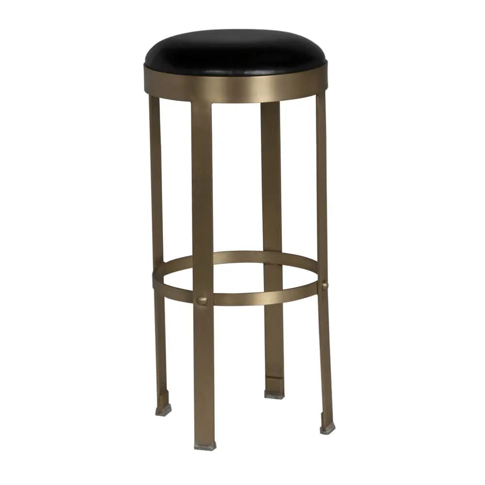 Noir Prince Stool With Leather, Brass Finish