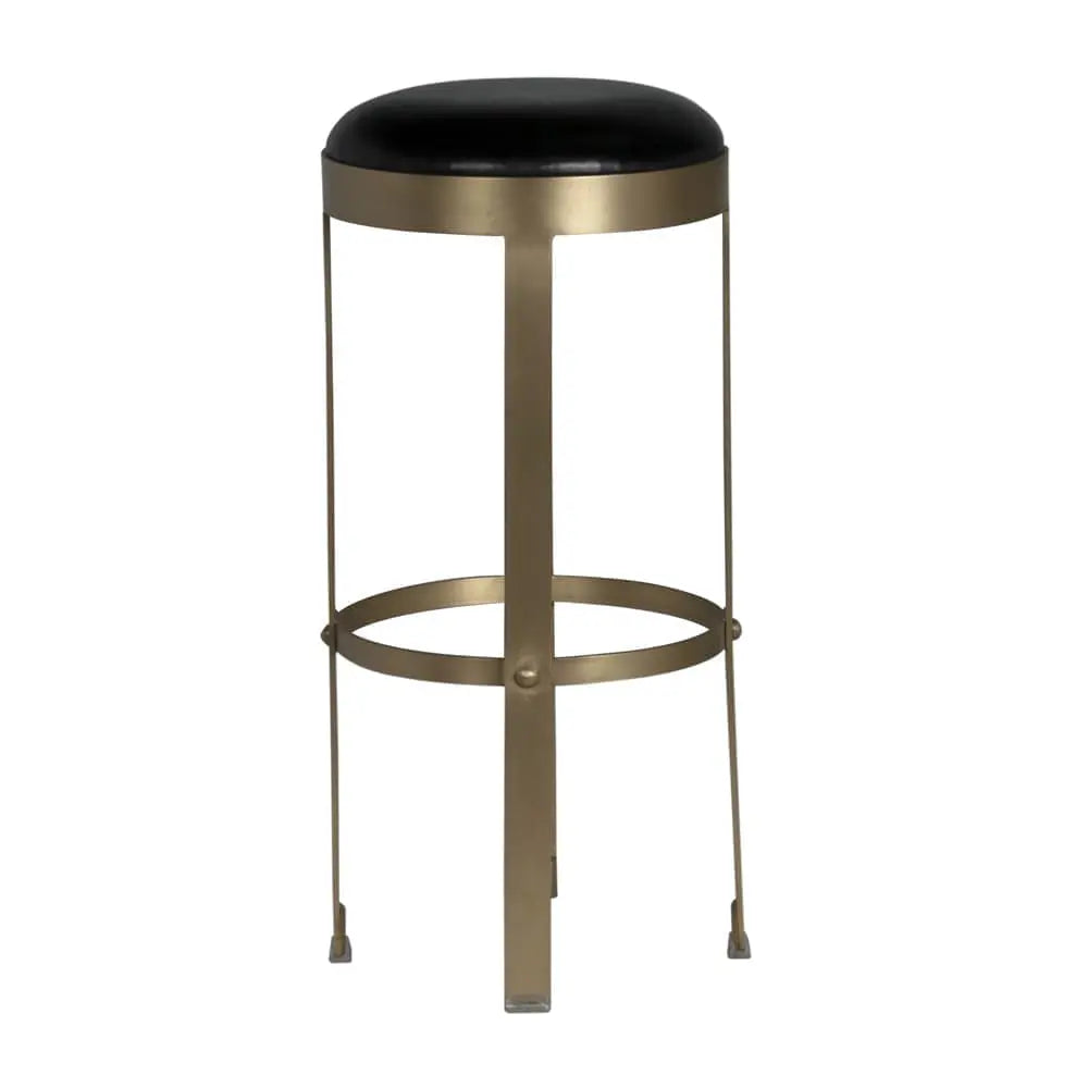 Noir Prince Stool With Leather, Brass Finish