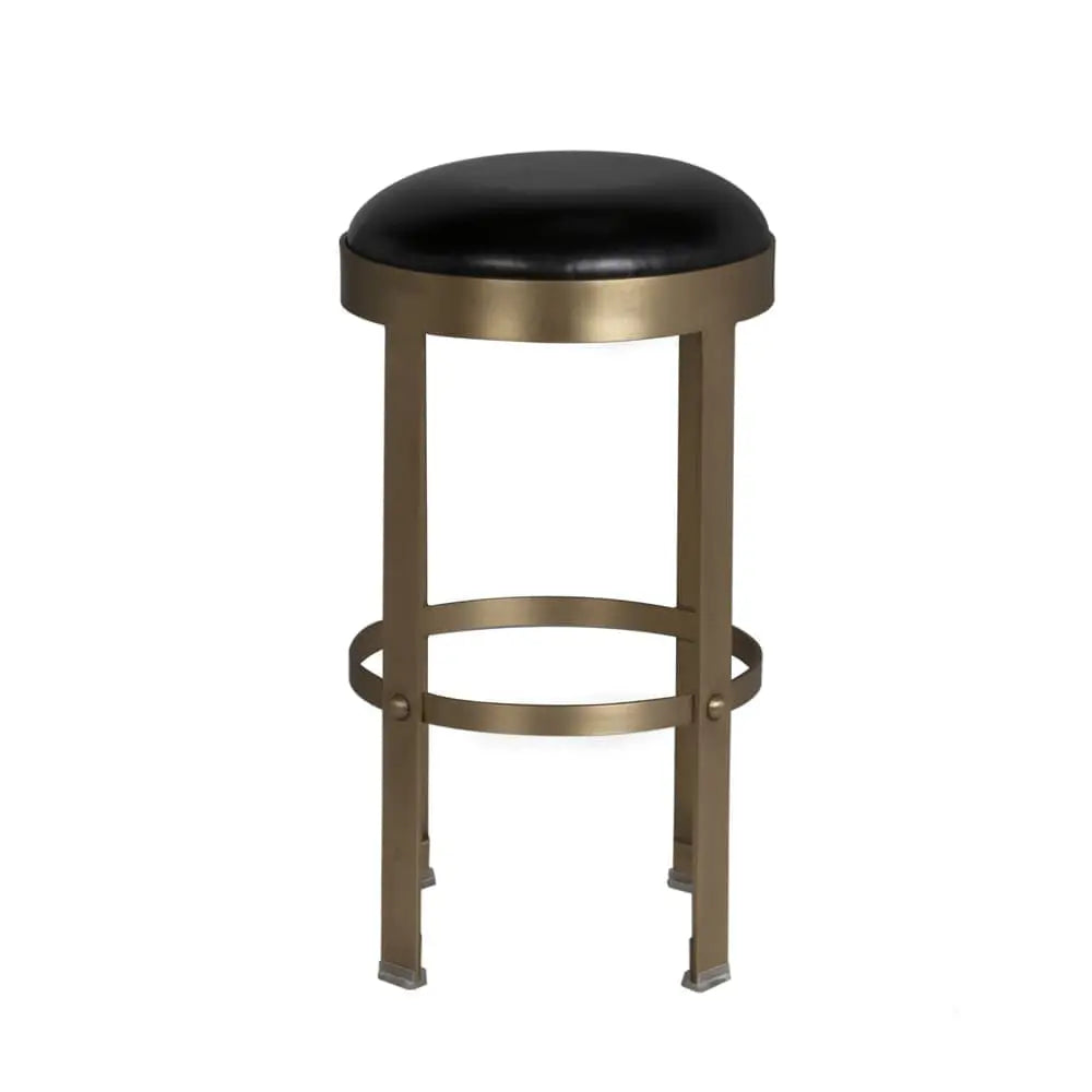 Noir Prince Counter Stool With Leather, Brass Finish