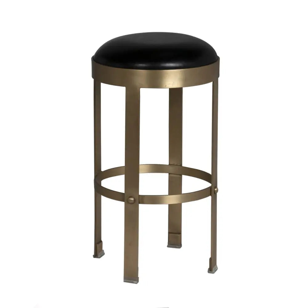 Noir Prince Counter Stool With Leather, Brass Finish