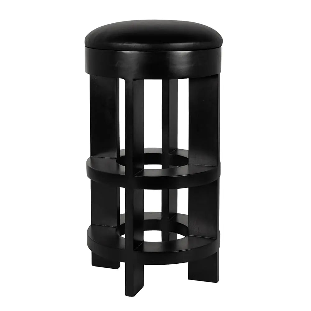 Noir Berlin Bar Stool With Swivel Leather Seat