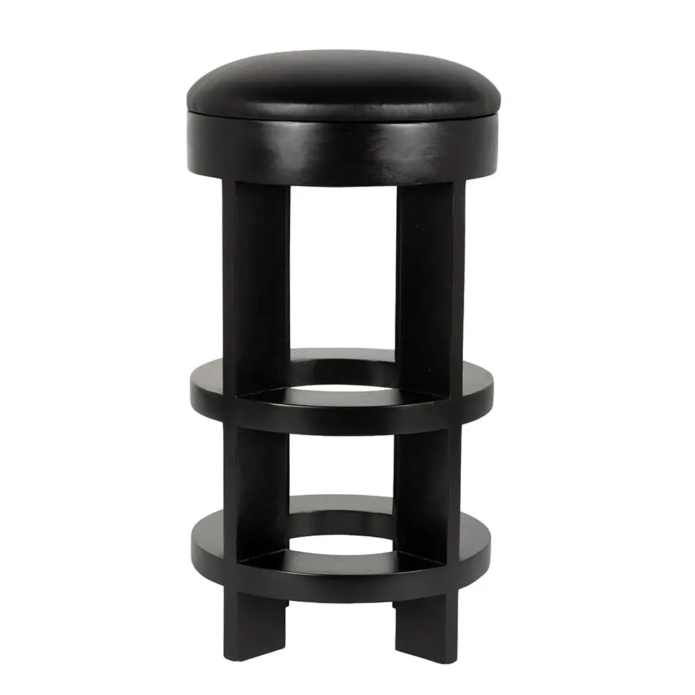 Noir Berlin Bar Stool With Swivel Leather Seat