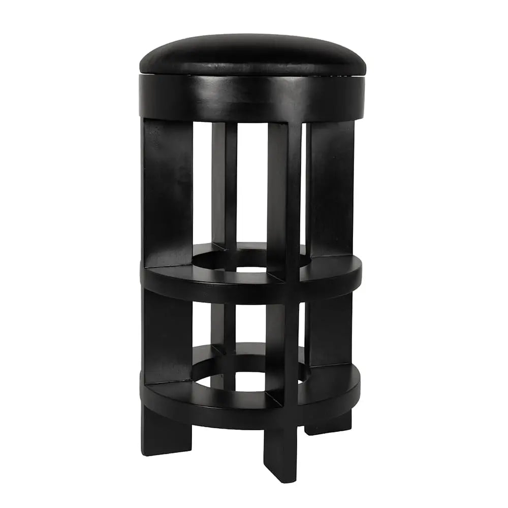 Noir Berlin Bar Stool With Swivel Leather Seat