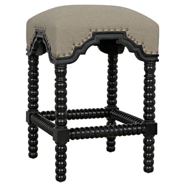 Noir Abacus Counter Stool, Hand Rubbed Black