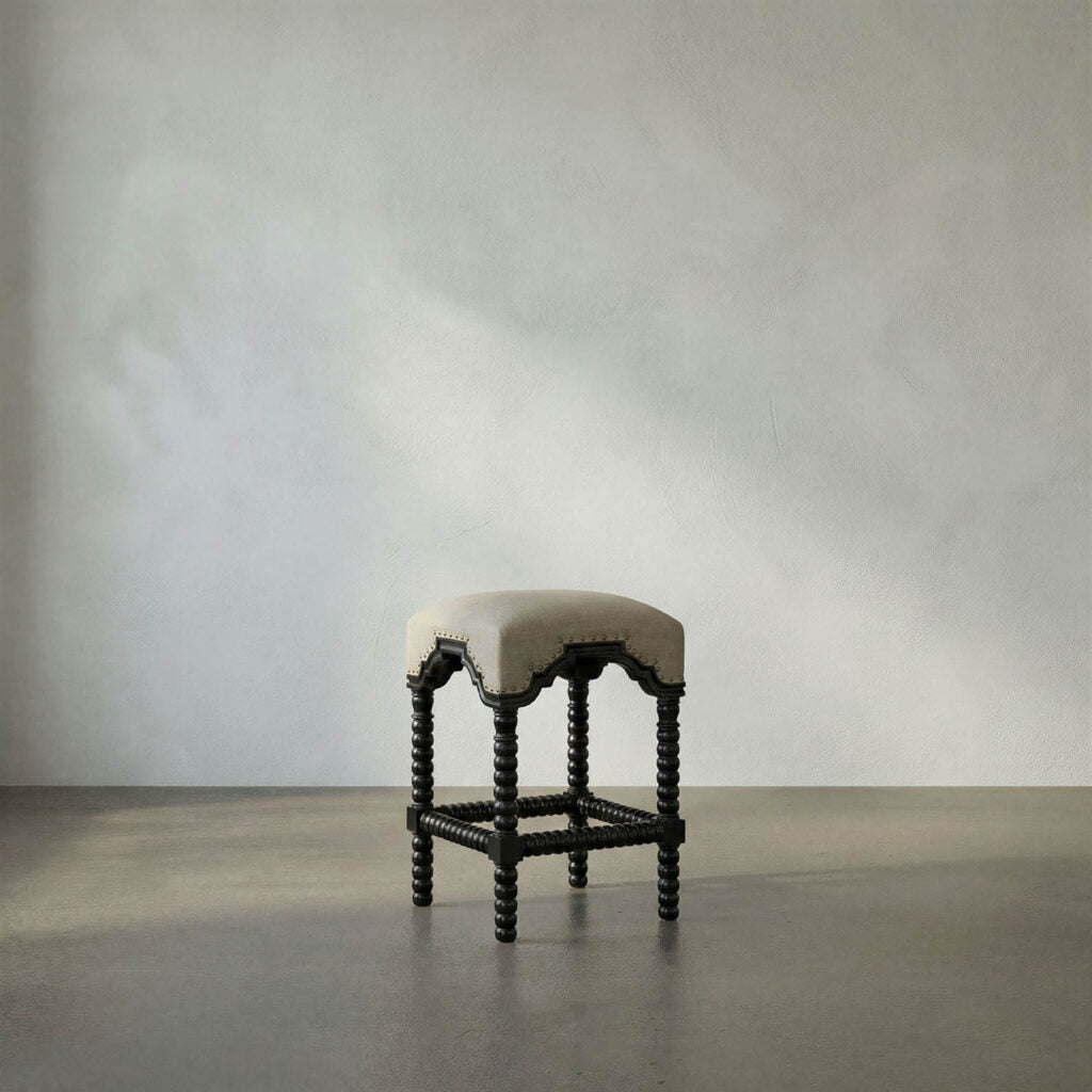 Noir Abacus Counter Stool, Hand Rubbed Black