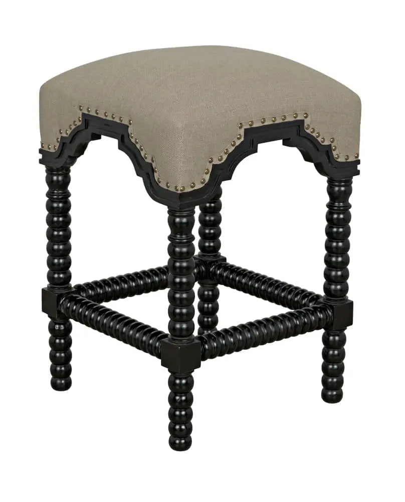 Noir Abacus Counter Stool, Hand Rubbed Black