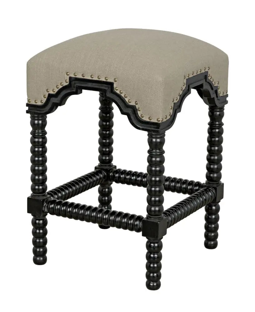 Noir Abacus Counter Stool, Hand Rubbed Black