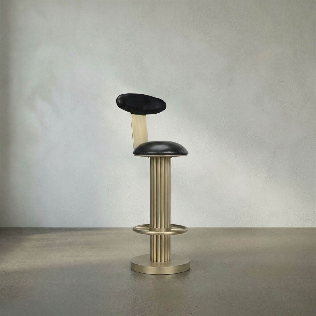 Noir Sedes Bar Stool, Steel With Brass Finish
