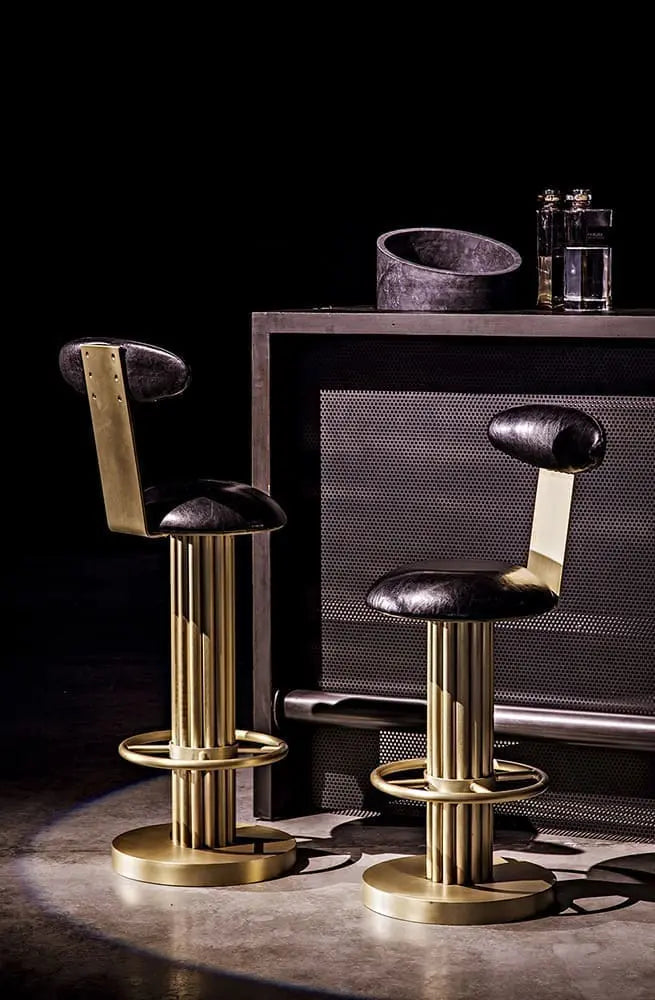 Noir Sedes Bar Stool, Steel With Brass Finish