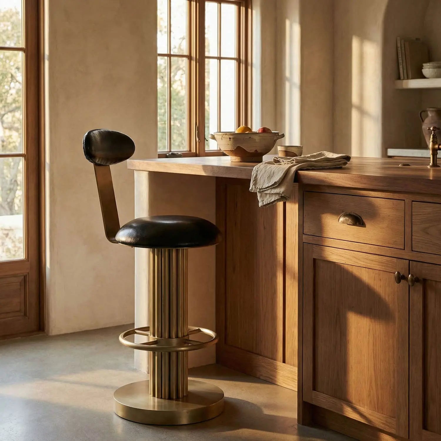 Noir Sedes Counter Stool, Steel With Brass Finish