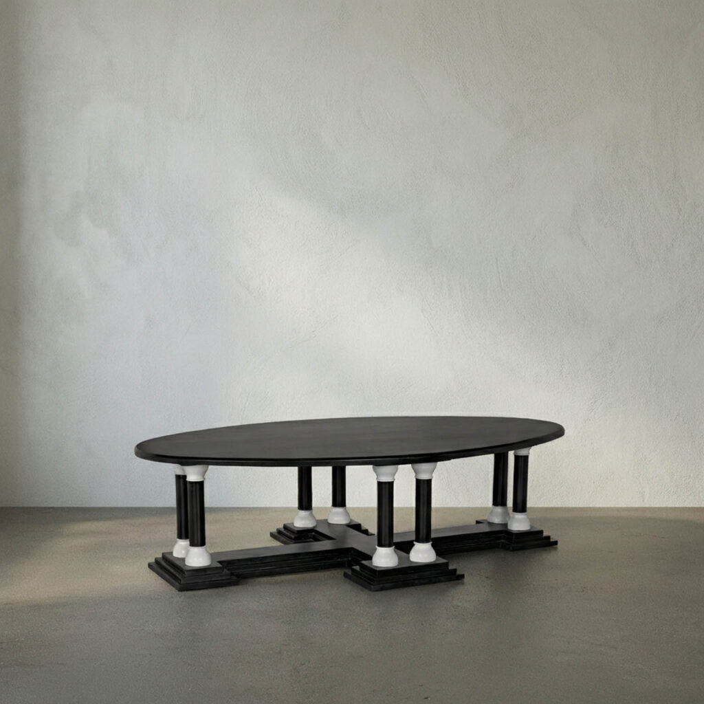 Noir Desoto Coffee Table, Hand Rubbed Black And Solid White