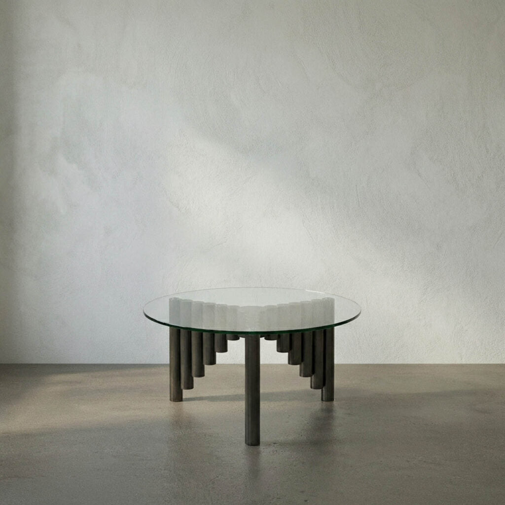 Noir Organum Coffee Table, Gun Metal Finish