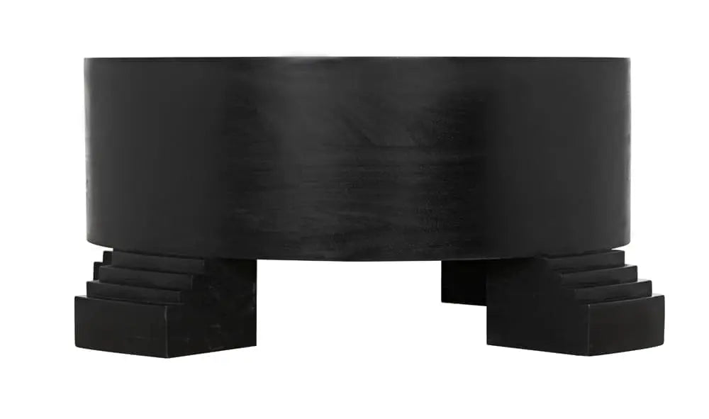 Noir Tambour Coffee Table, Hand Rubbed Black With Veneer Top