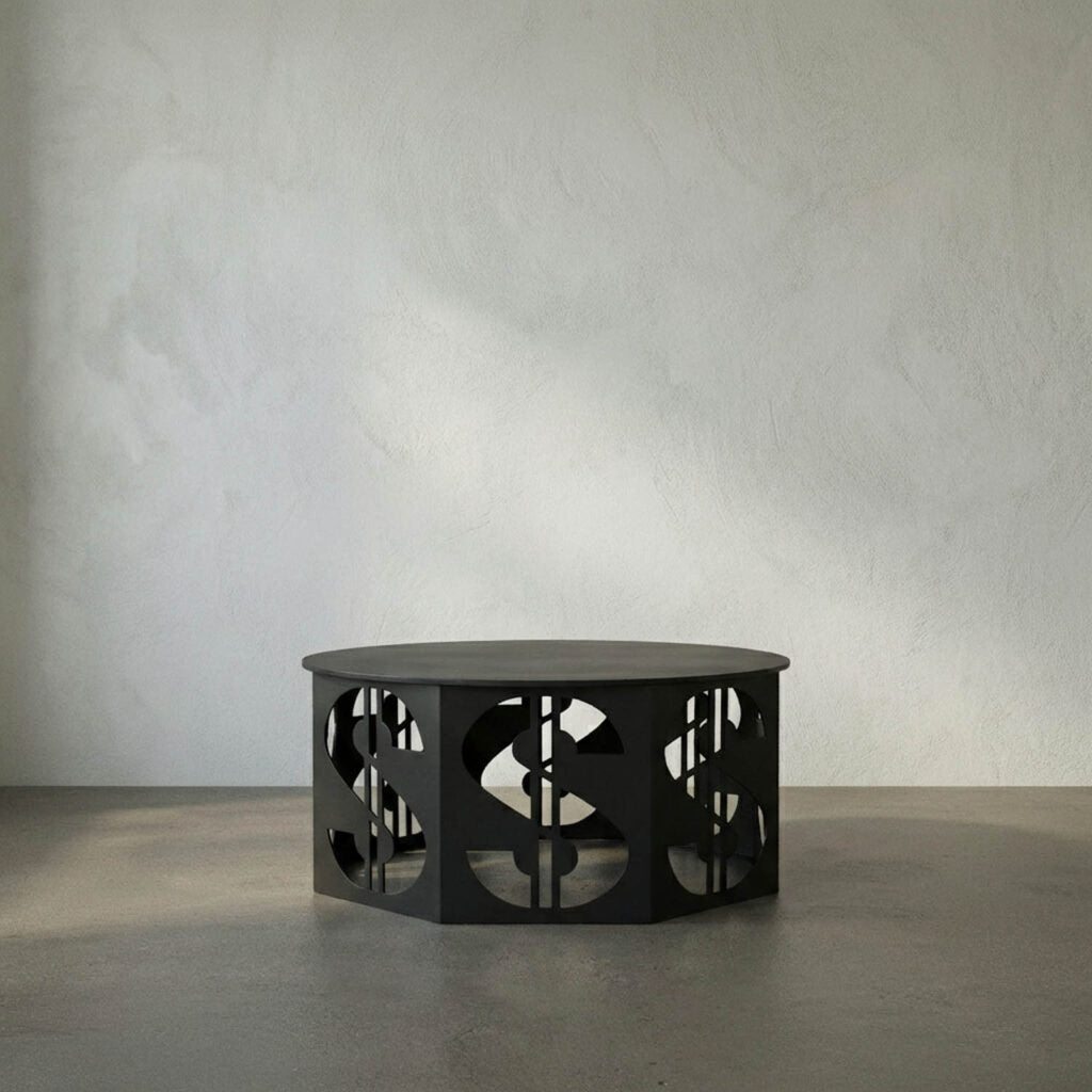 Noir Dollar Coffee Table, Black Steel