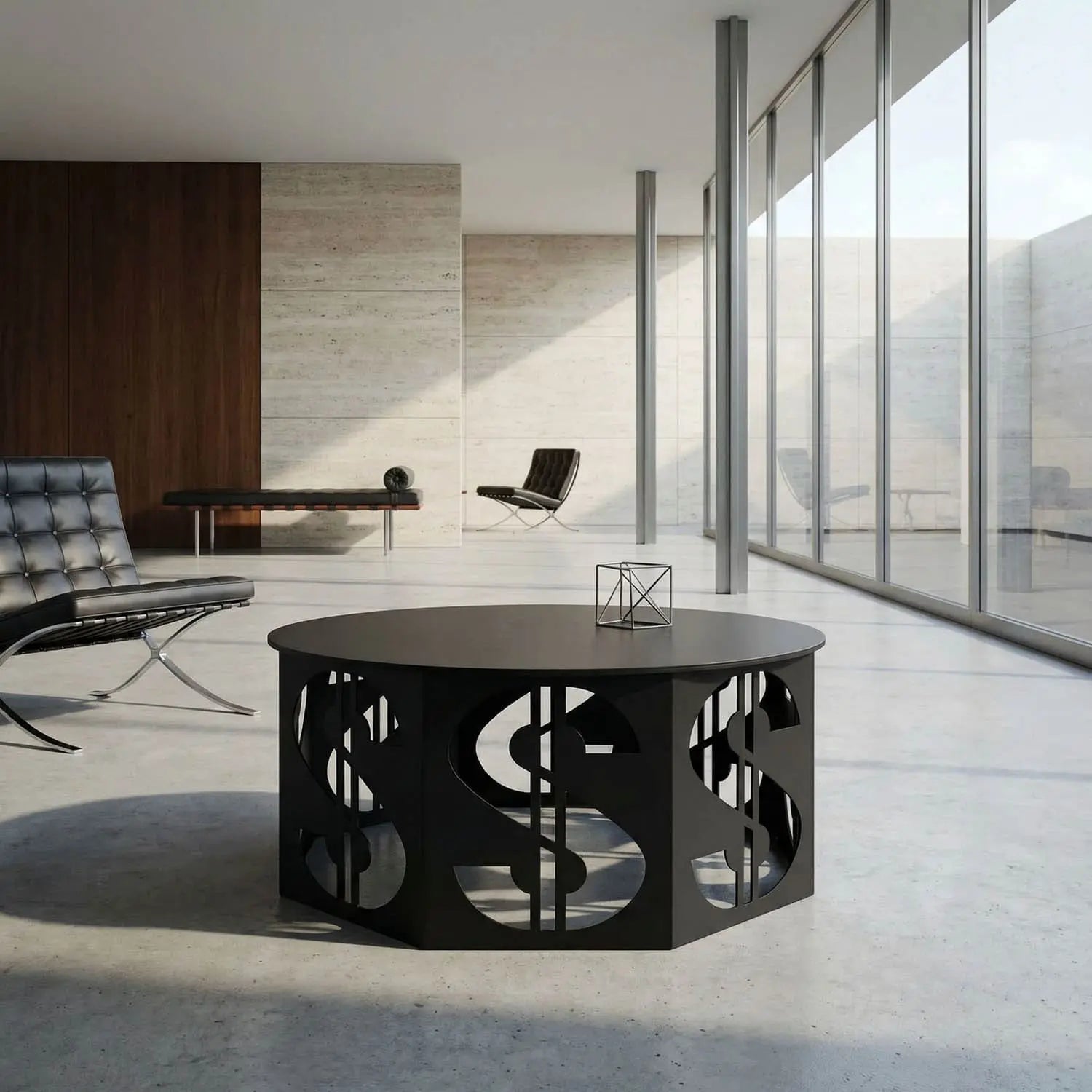 Noir Dollar Coffee Table, Black Steel