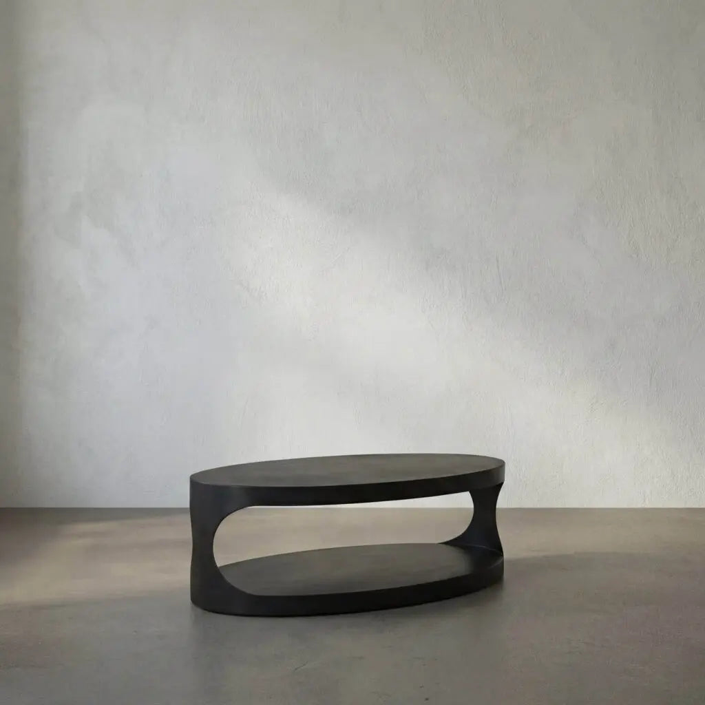 Noir Eclipse Oval Coffee Table, Black Steel