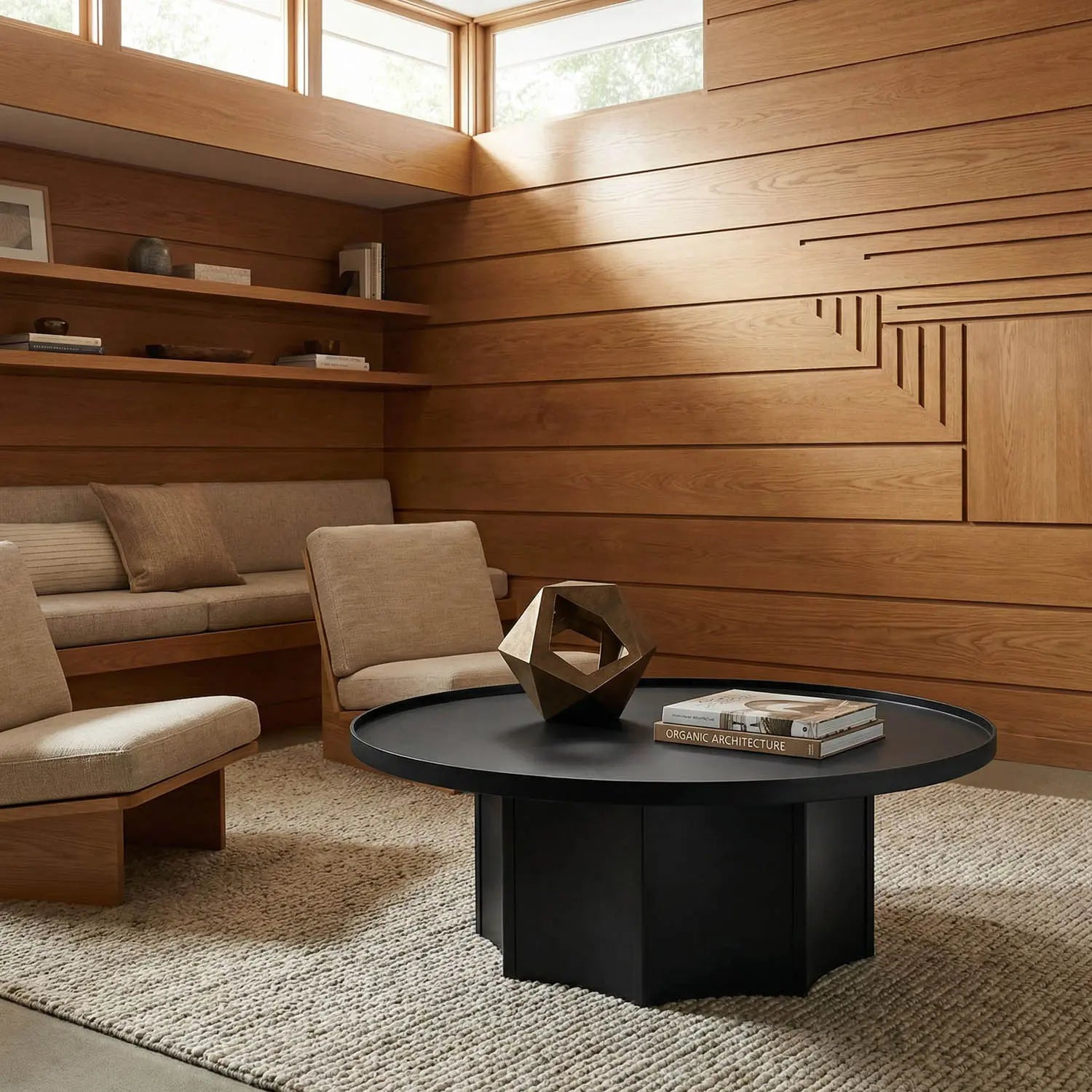Noir Rome Coffee Table, Black Steel
