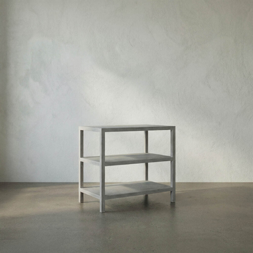 Noir 2 Shelf Side Table, White Wash