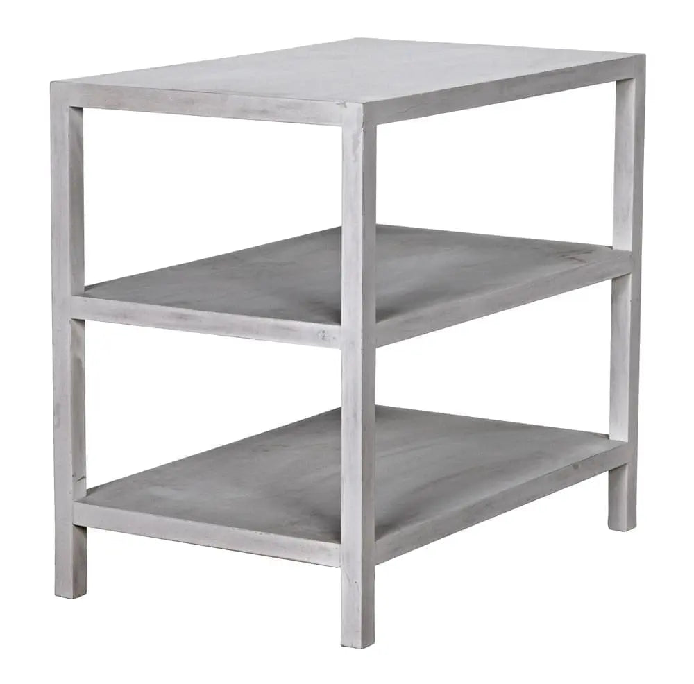 Noir 2 Shelf Side Table, White Wash