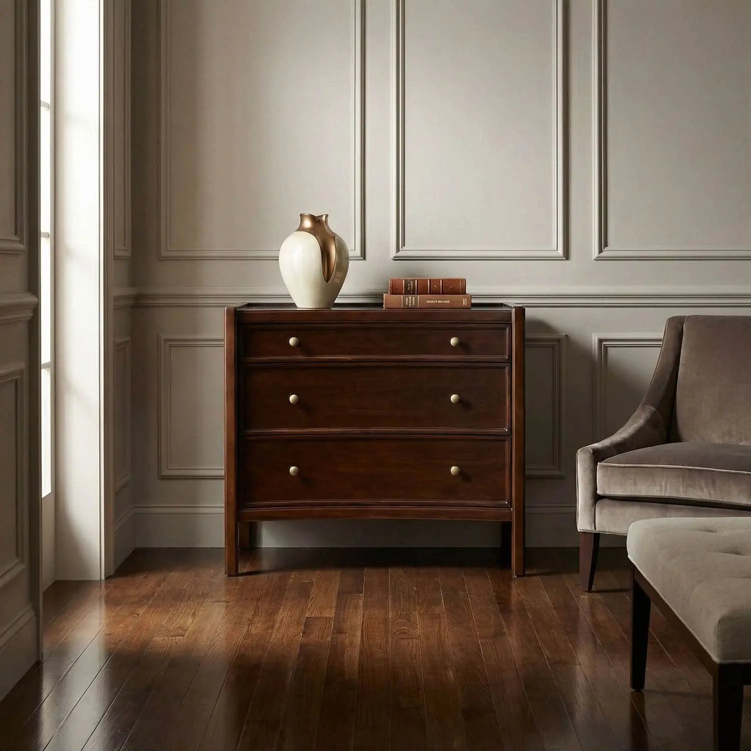 Noir Hampton Side Table Hand Rubbed Brown
