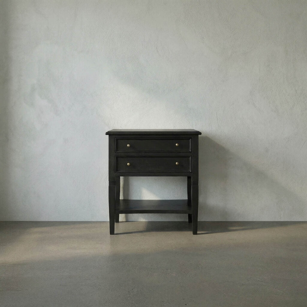 Noir Oxford 2 Drawer Side Table