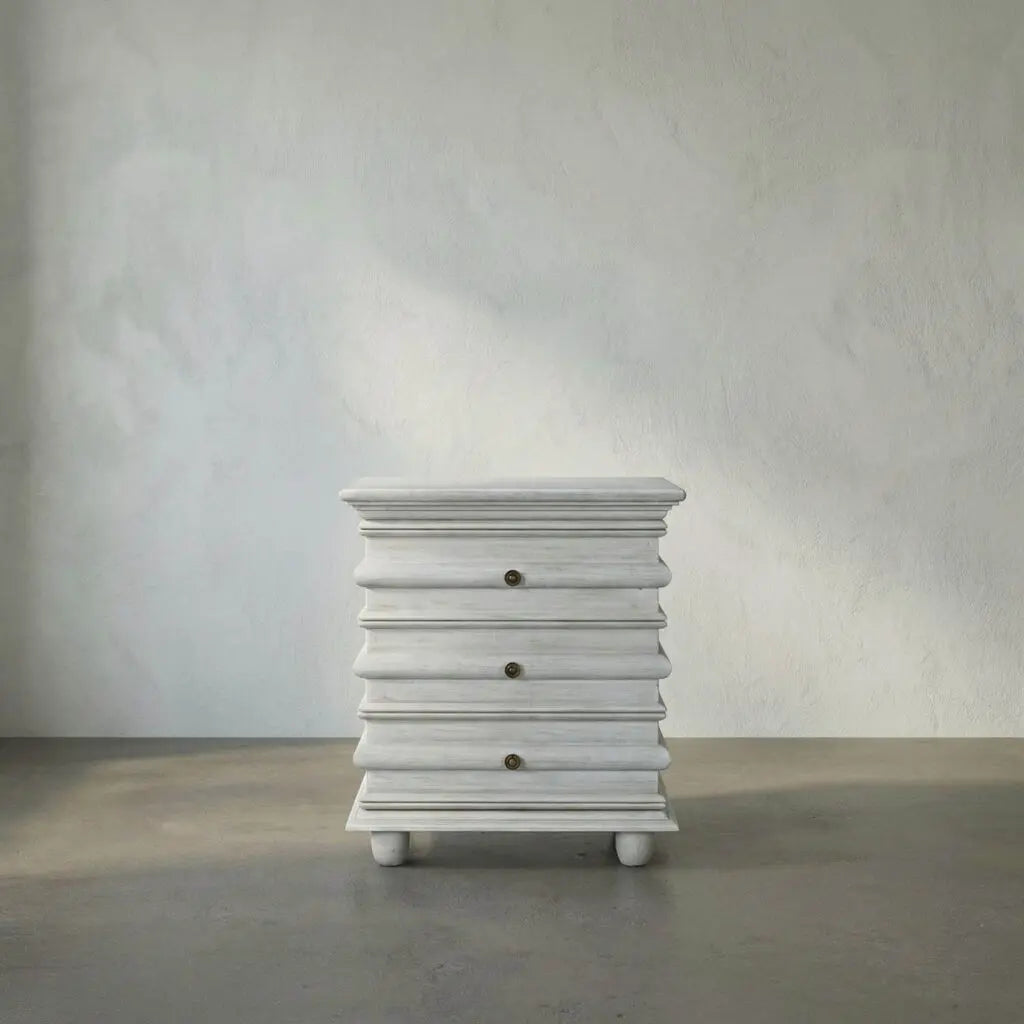 Noir Ascona Side Table, White Wash