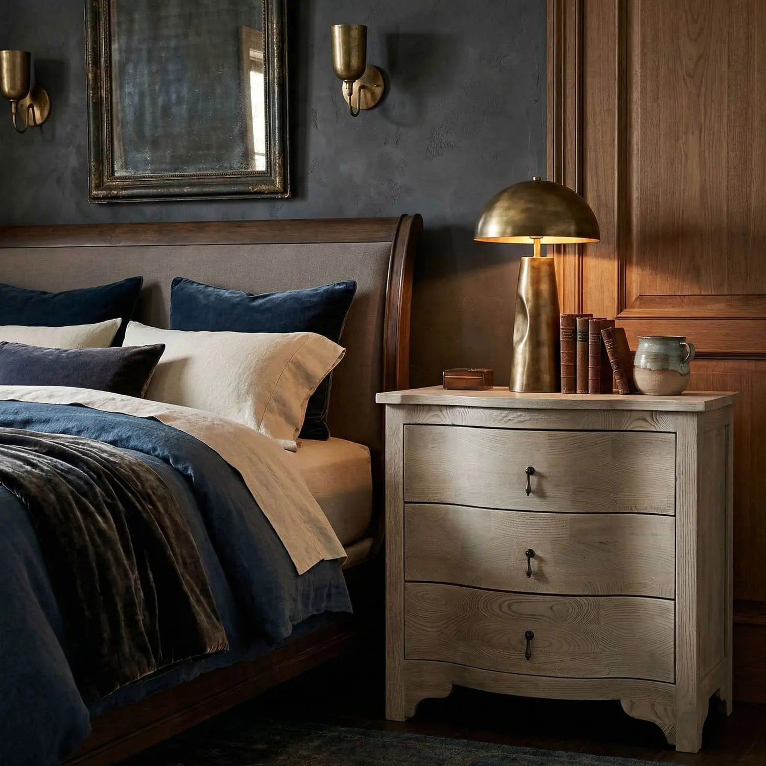 Noir Curved Front Side Table