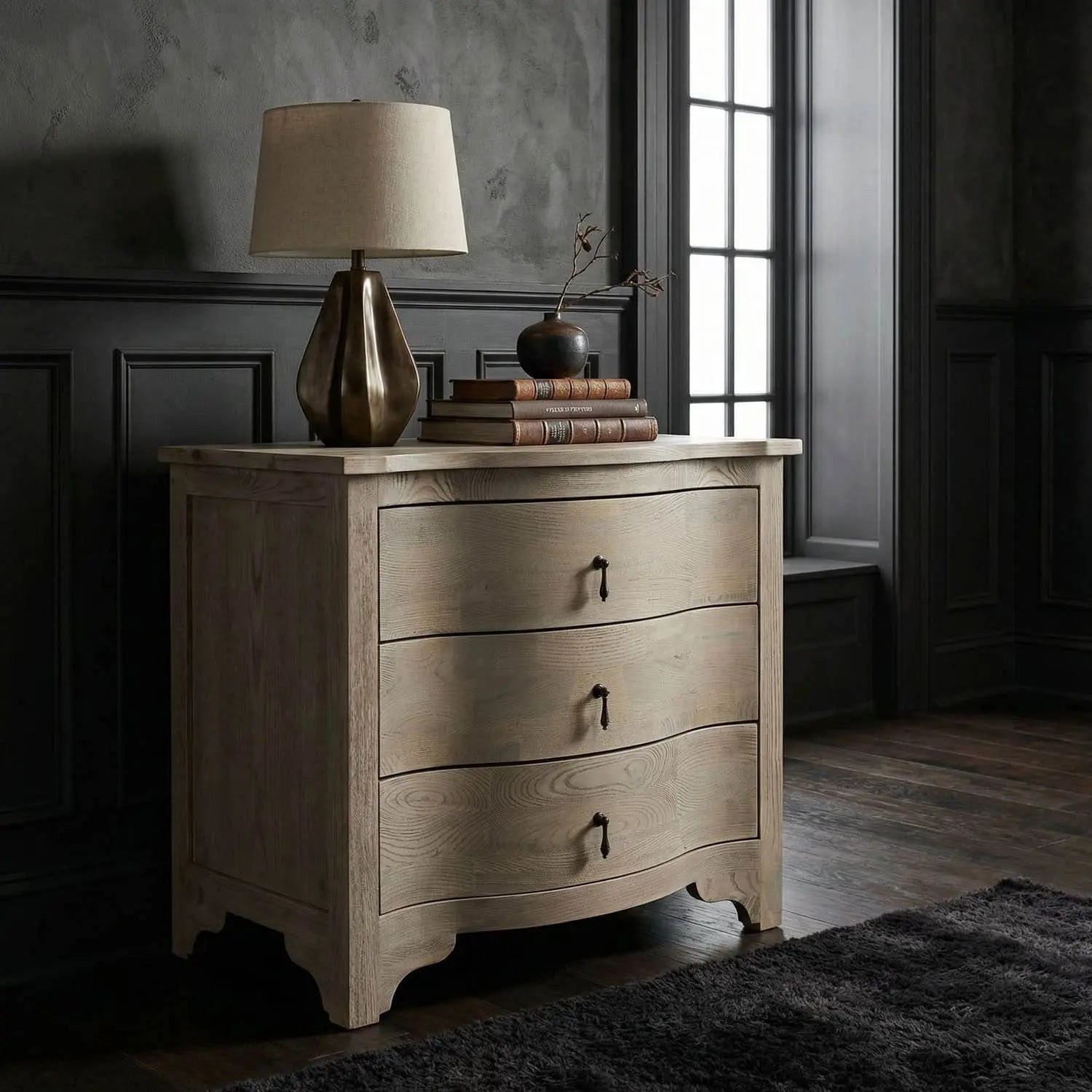 Noir Curved Front Side Table