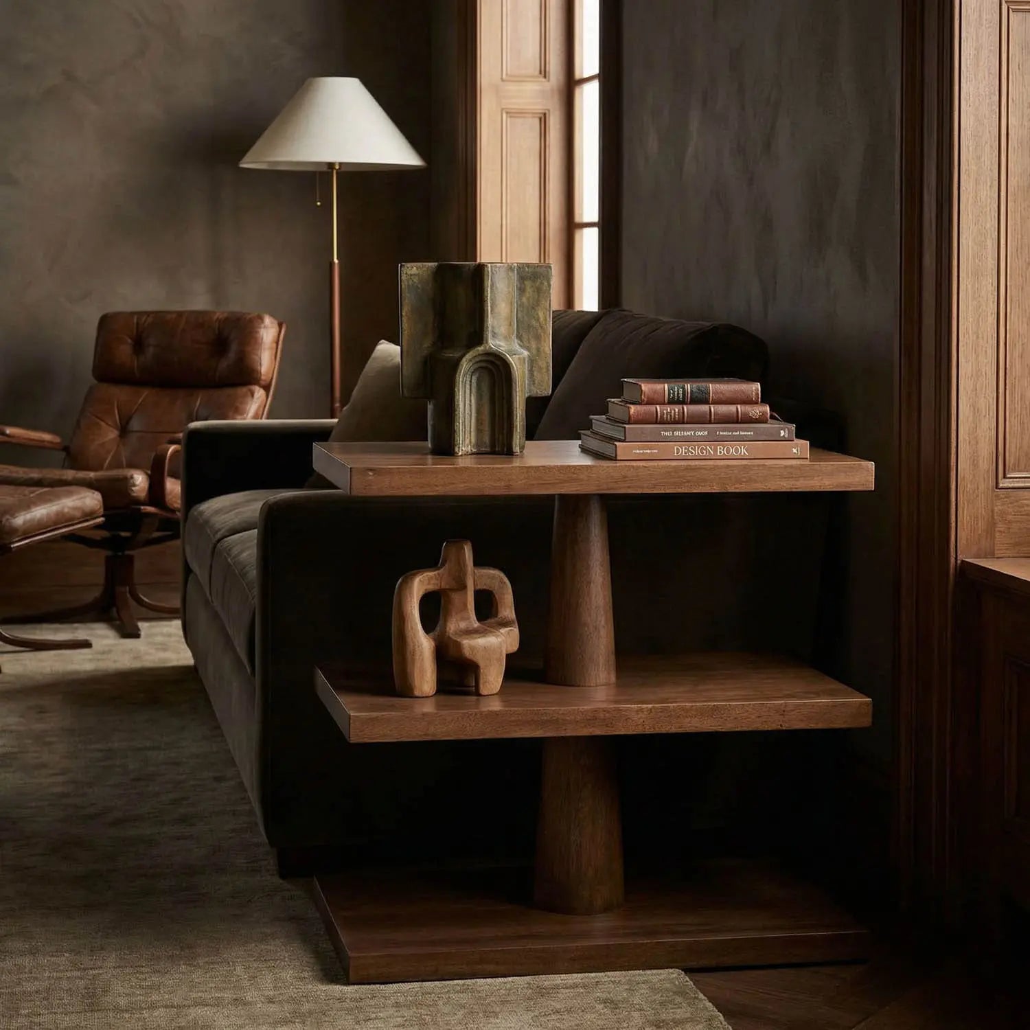 Noir Fatima Side Table, Dark Walnut