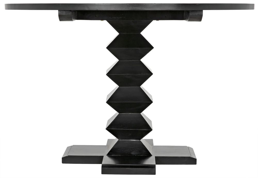 Noir Zig Zag Dining Table, 48" Diameter, Hand Rubbed Black