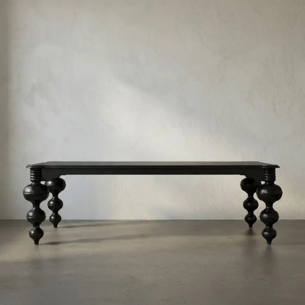 Noir Claudio Dining Table, Hand Rubbed Black