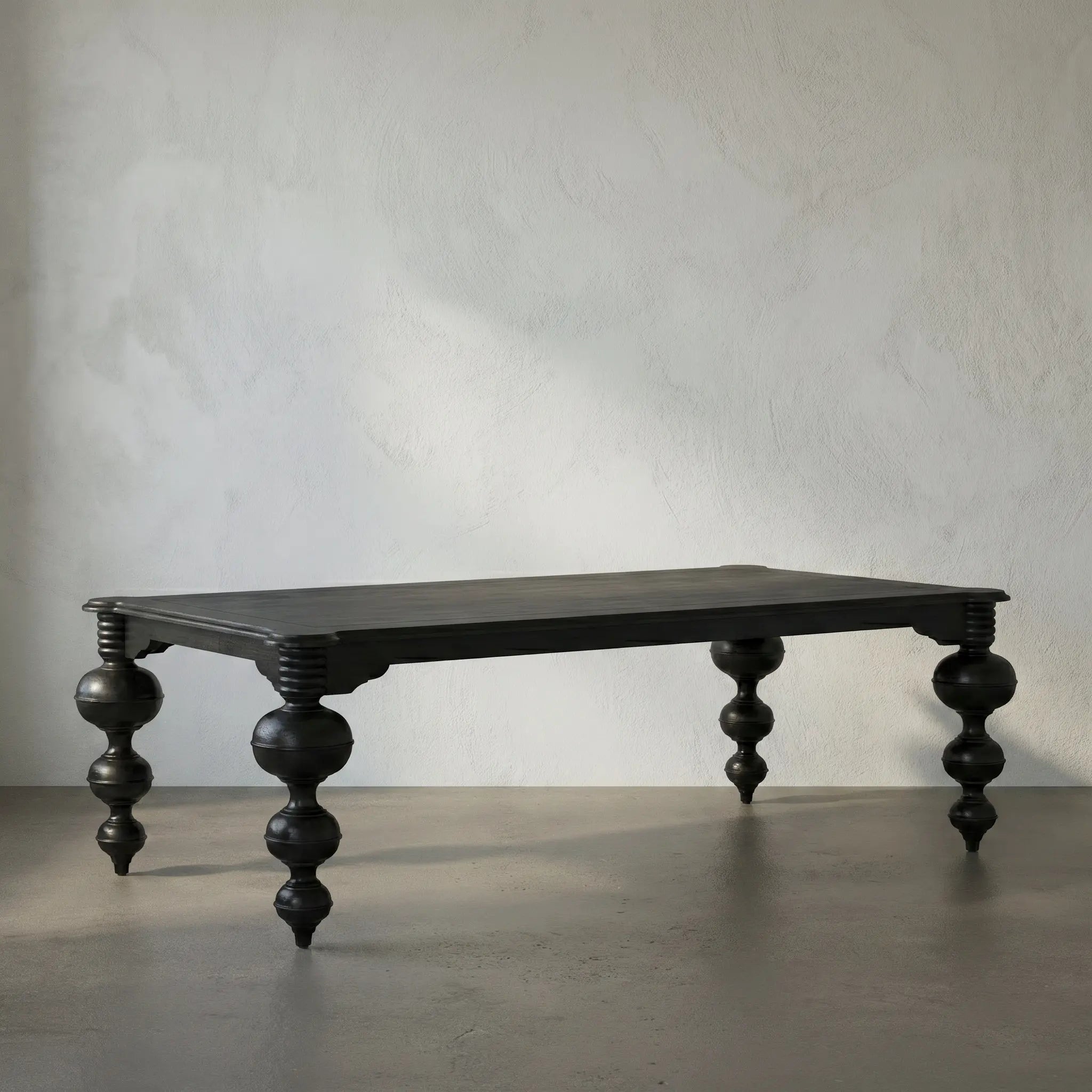 Noir Claudio Dining Table, Hand Rubbed Black