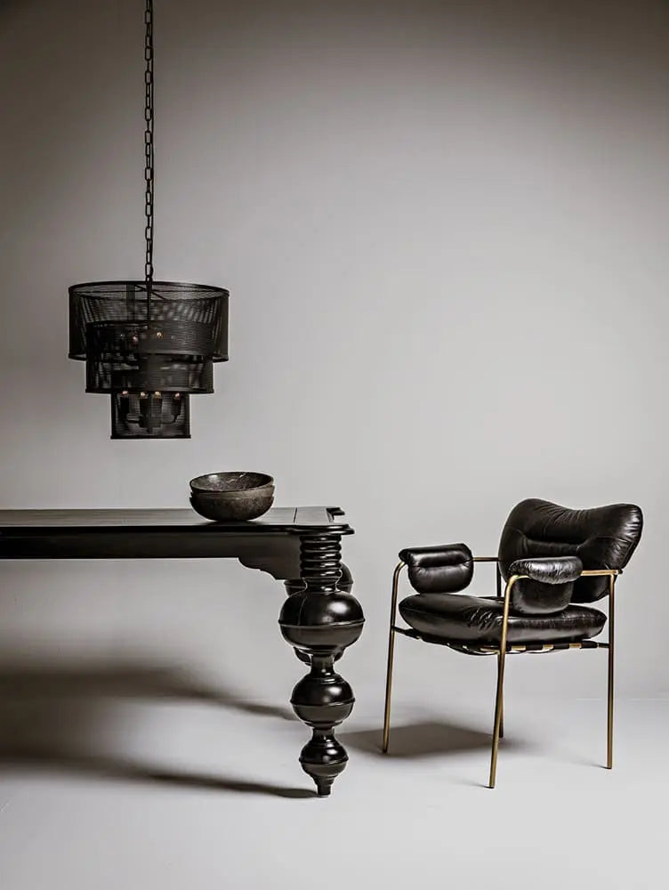 Noir Claudio Dining Table, Hand Rubbed Black