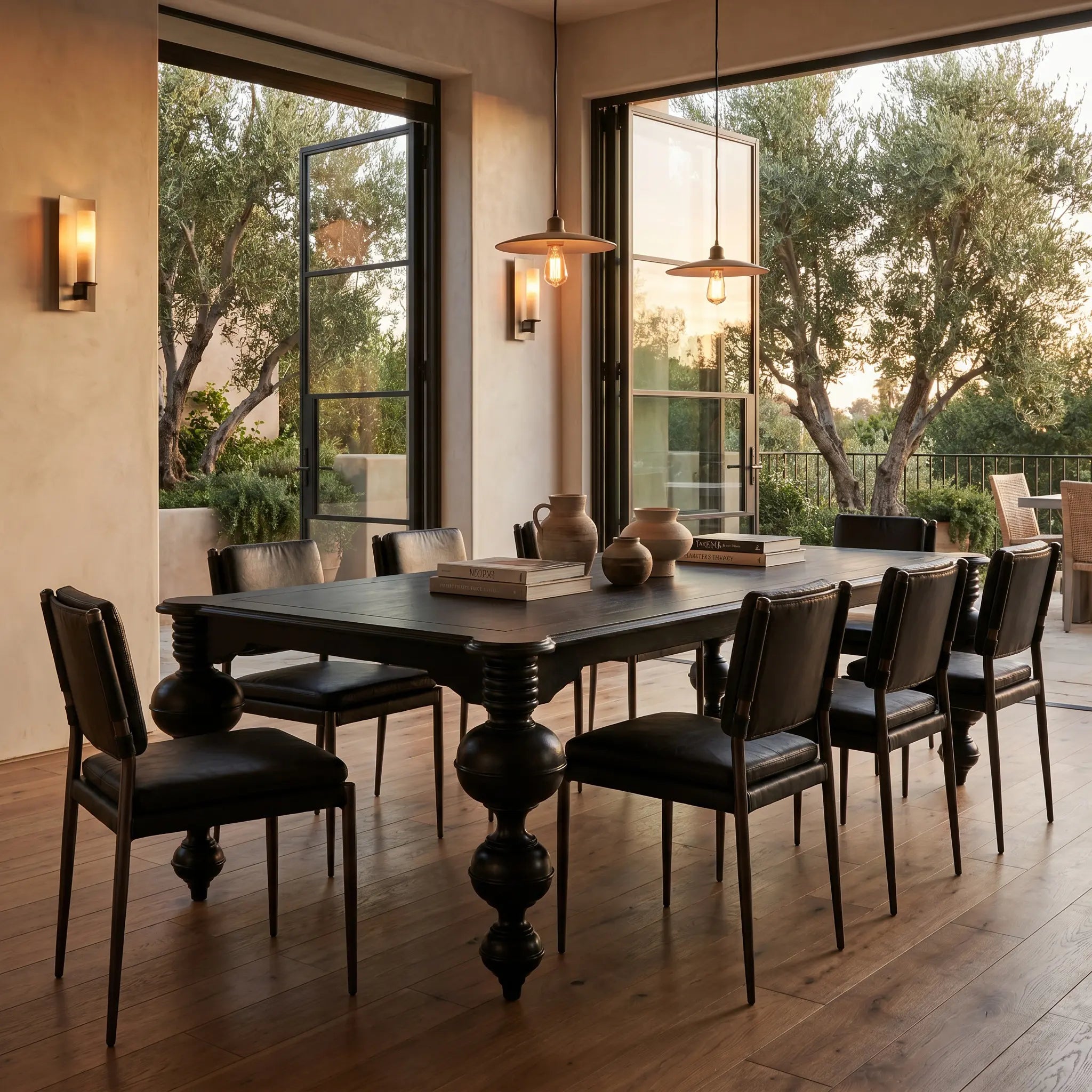 Noir Claudio Dining Table, Hand Rubbed Black