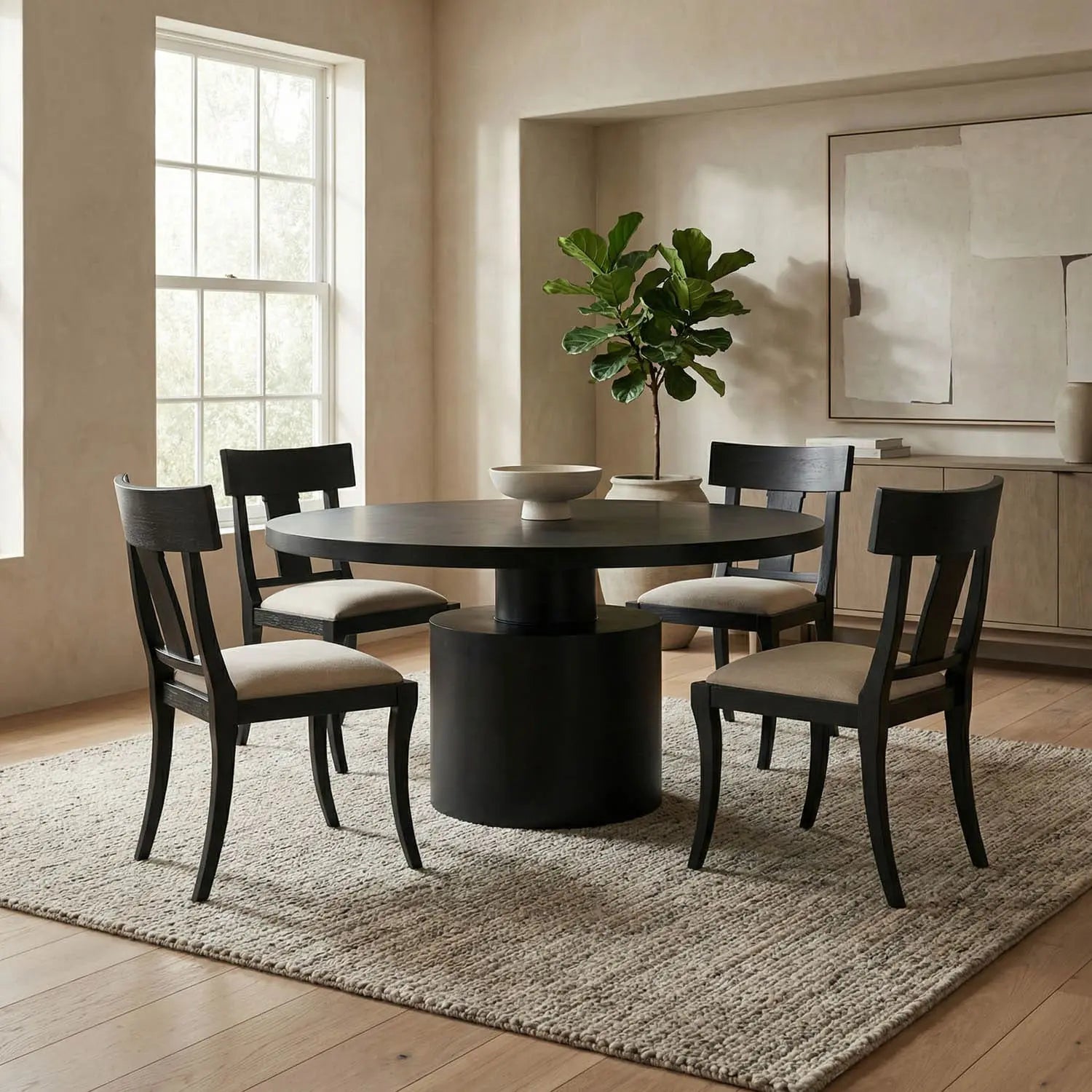 Noir Marlow Dining Table, Black Steel