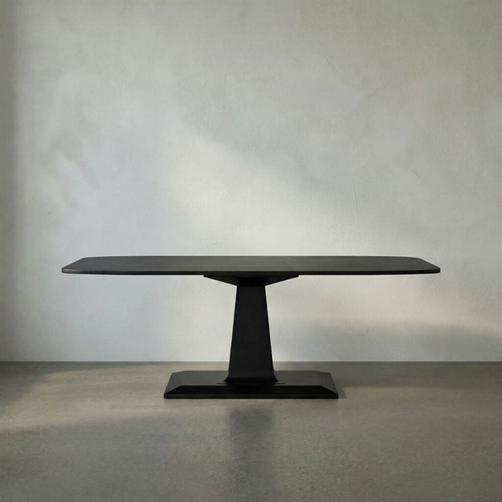 Noir Amboss Dining Table, Black Steel