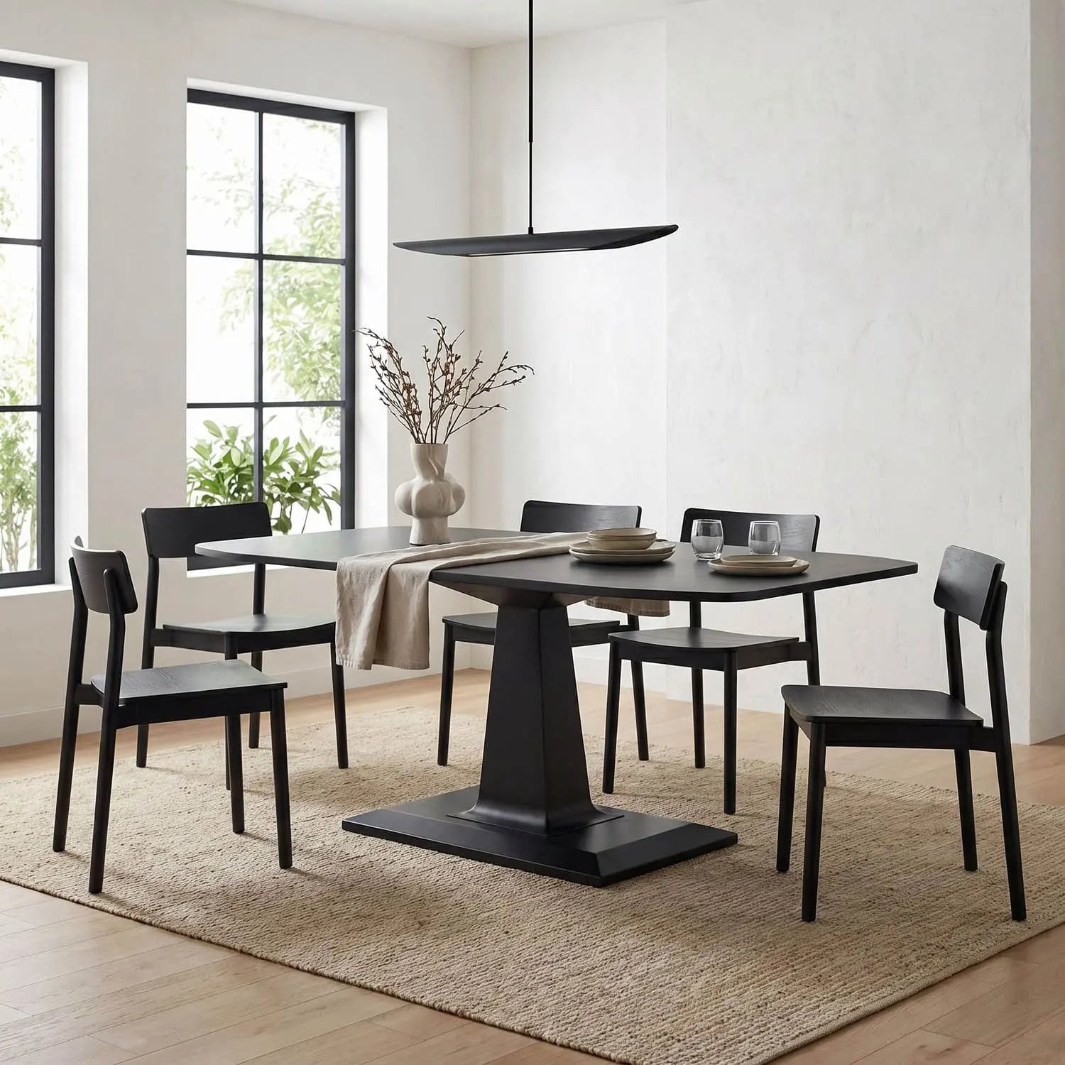 Noir Amboss Dining Table, Black Steel