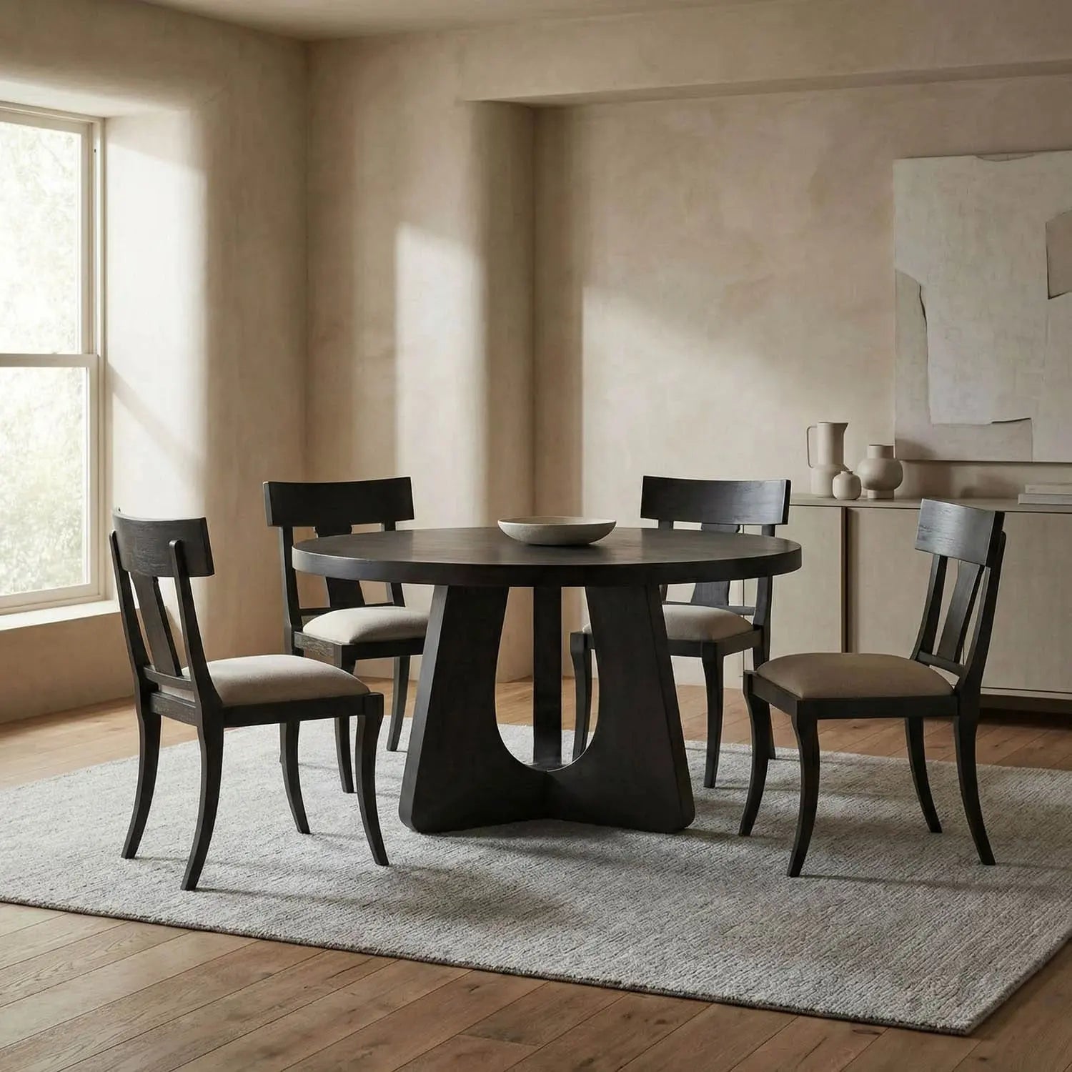 Noir Nobuko Dining Table, 48" Diameter, Pale