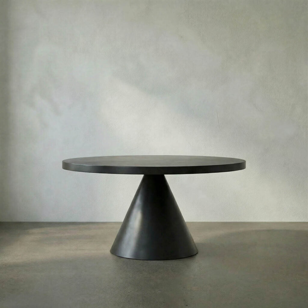 Noir Cone Dining Table, Black Steel
