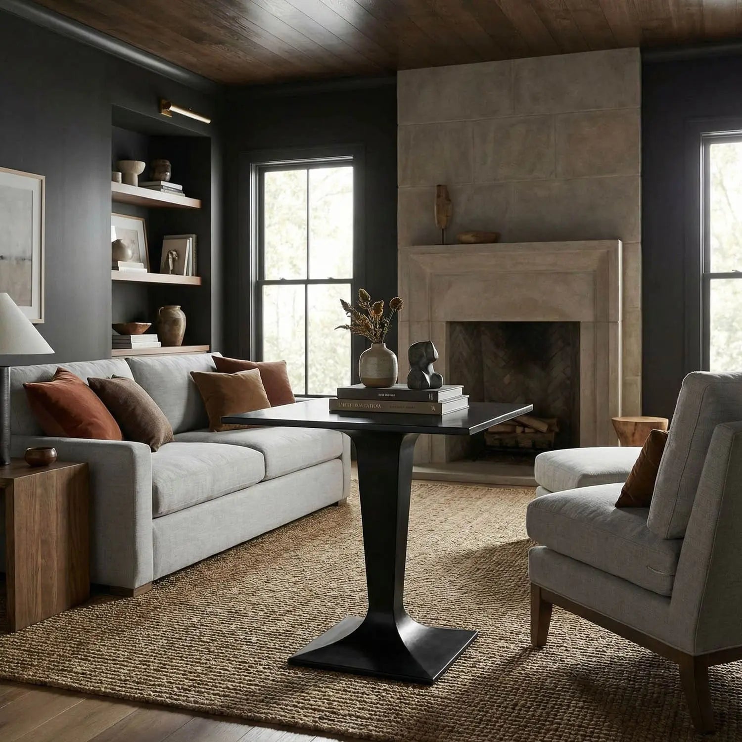 Noir Anoil Bistro Table, Black Steel