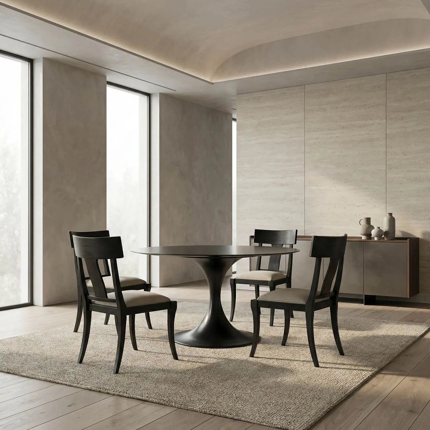 Noir Herno Table, 48", Black Steel